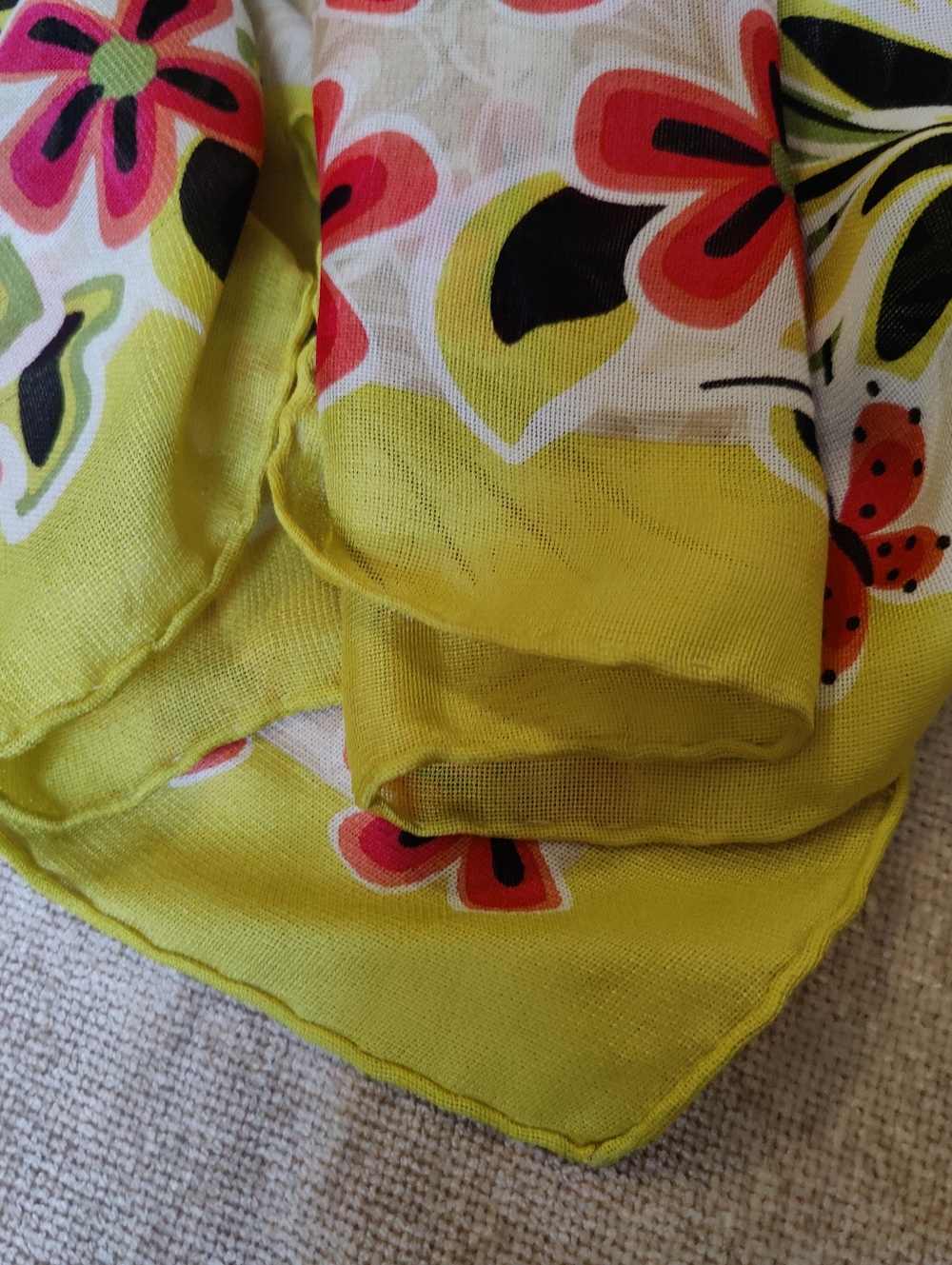 Vintage Carlisle Lime Floral Silk Scarf - Picture 6 of 8